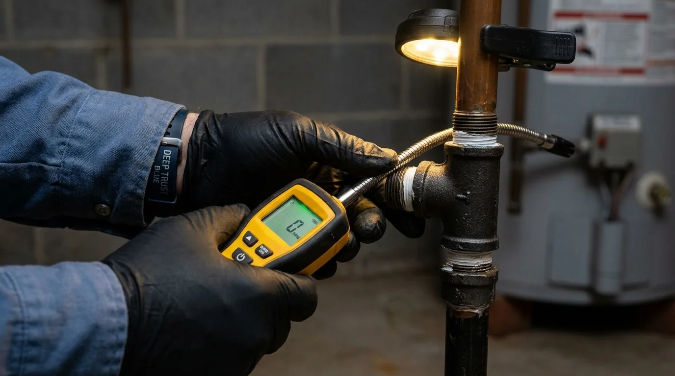 Gas leak detection with electronic sniffer by Johns Plumbing LLC in Warner Robins