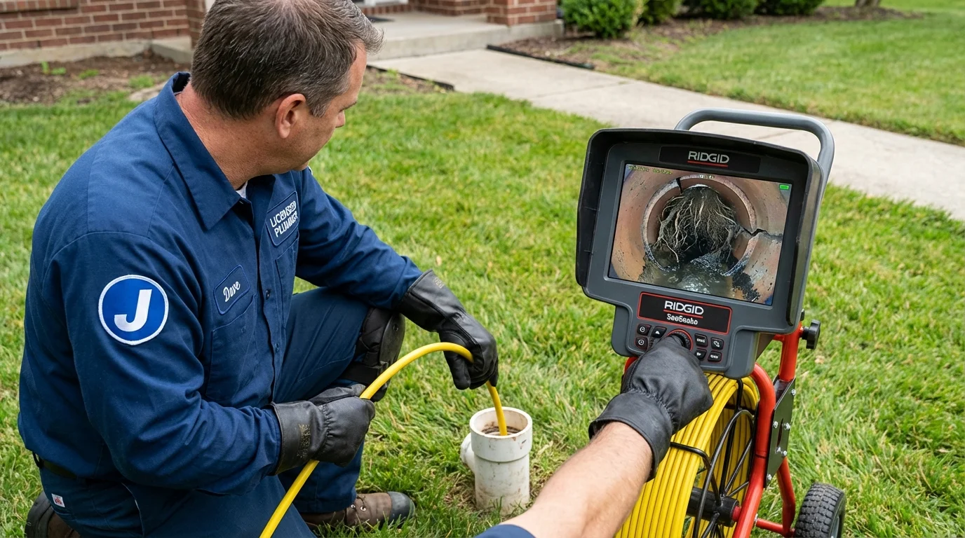 Sewer camera inspection being performed by Johns Plumbing LLC in Warner Robins